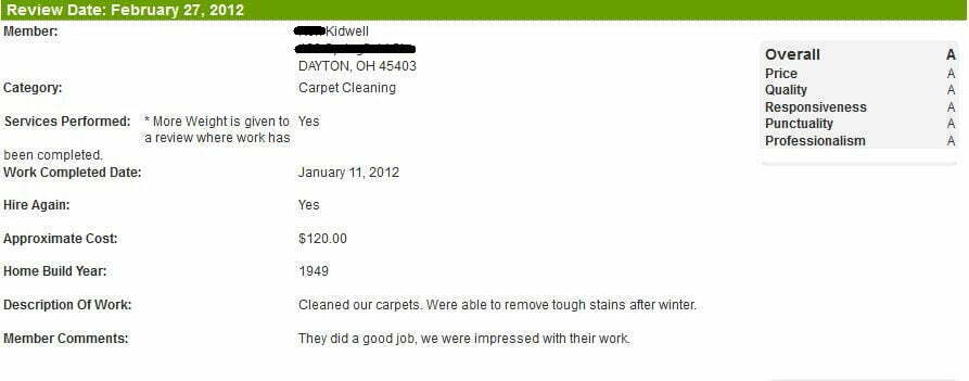 Fiber Dry Dayton Ohio Carpet cleaning Angies List review 11